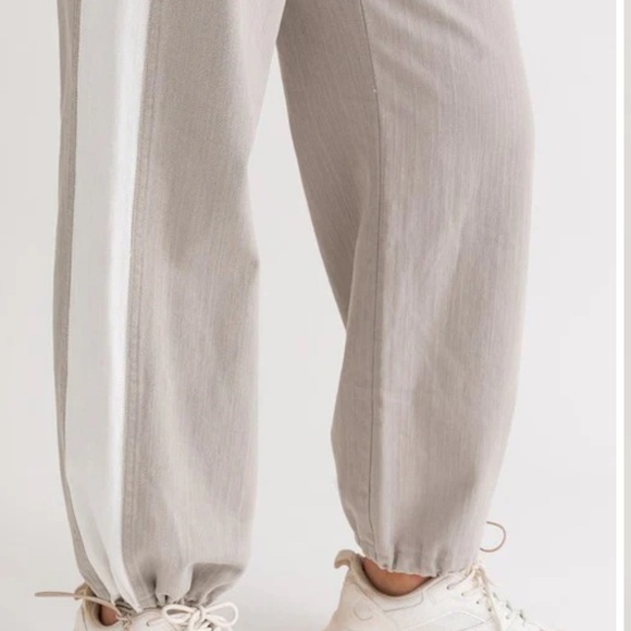 Le Lis Julia Gray Contrast Wide Leg Pants Jogger Style Sz Small - Picture 7 of 12
